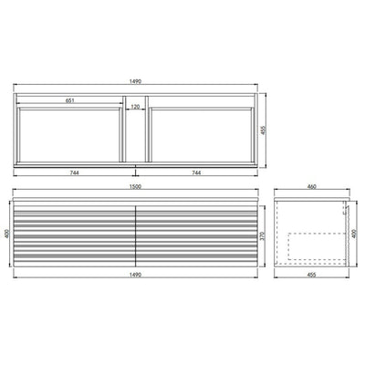LUKKA SEDONA MATTE WHITE 1500MM SINGLE BOWL WALL HUNG VANITY