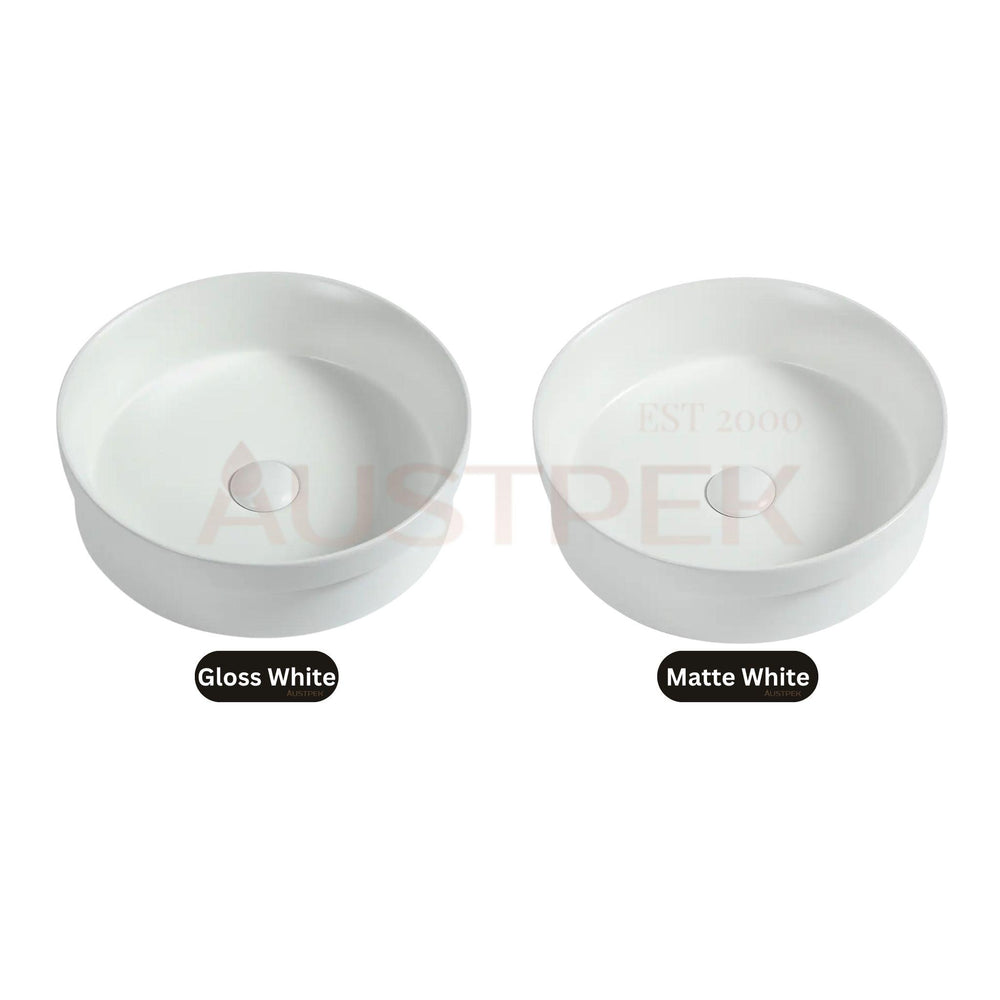 ZUMI LVIA SEMI-RECESSED AND DROP-IN CERAMIC BASIN GLOSS WHITE 400MM