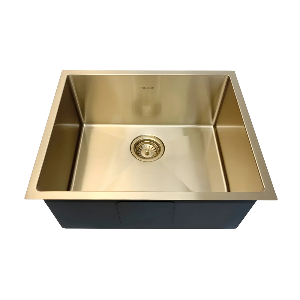 OTTI AXON 58S SINGLE BOWL KITCHEN AND LAUNDRY SINK BRUSHED GOLD 580MM