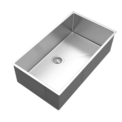 OTTI AXON 77S SINGLE BOWL KITCHEN AND LAUNDRY SINK SILVER 770MM