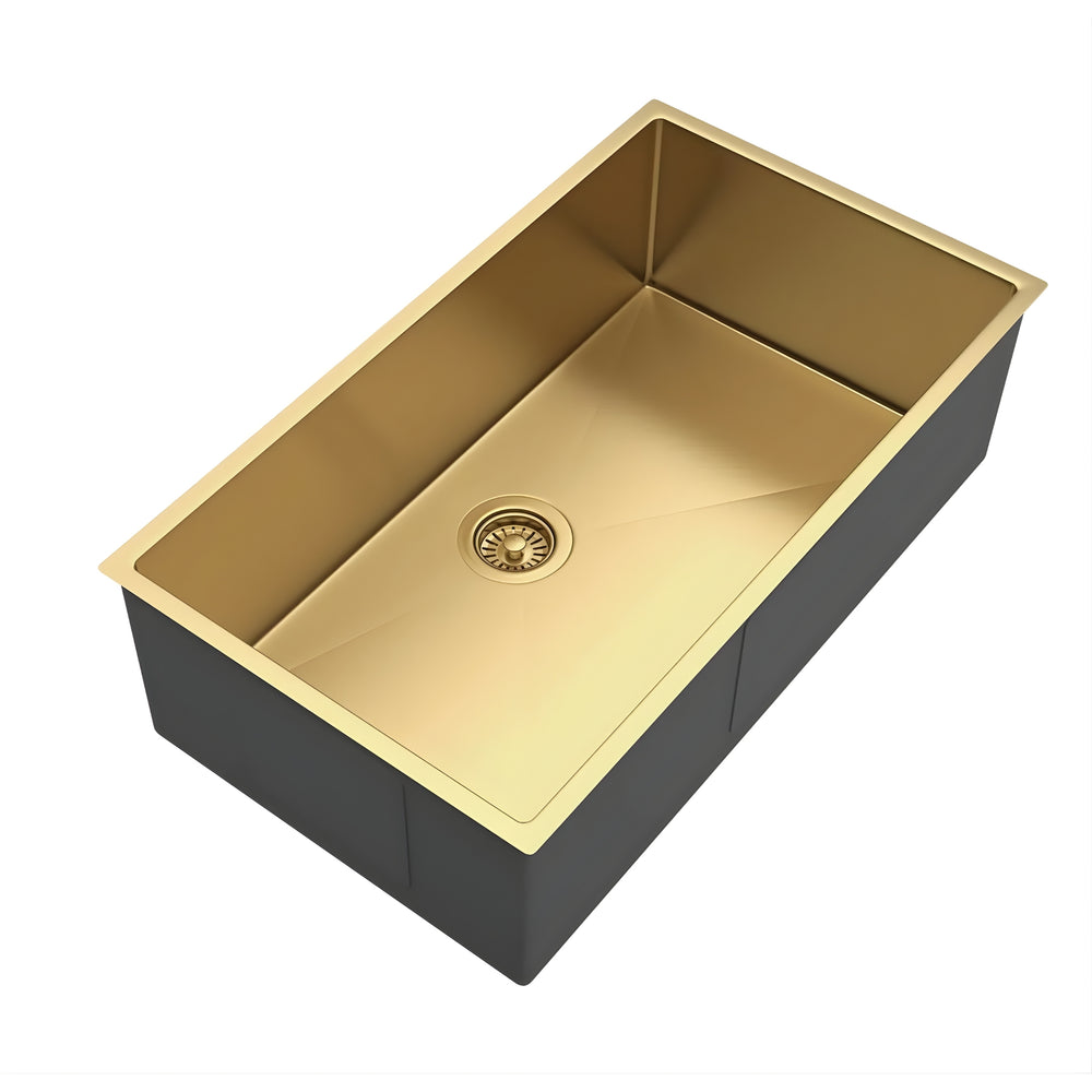 OTTI AXON 77S SINGLE BOWL KITCHEN AND LAUNDRY SINK ARGENT GOLD 770MM