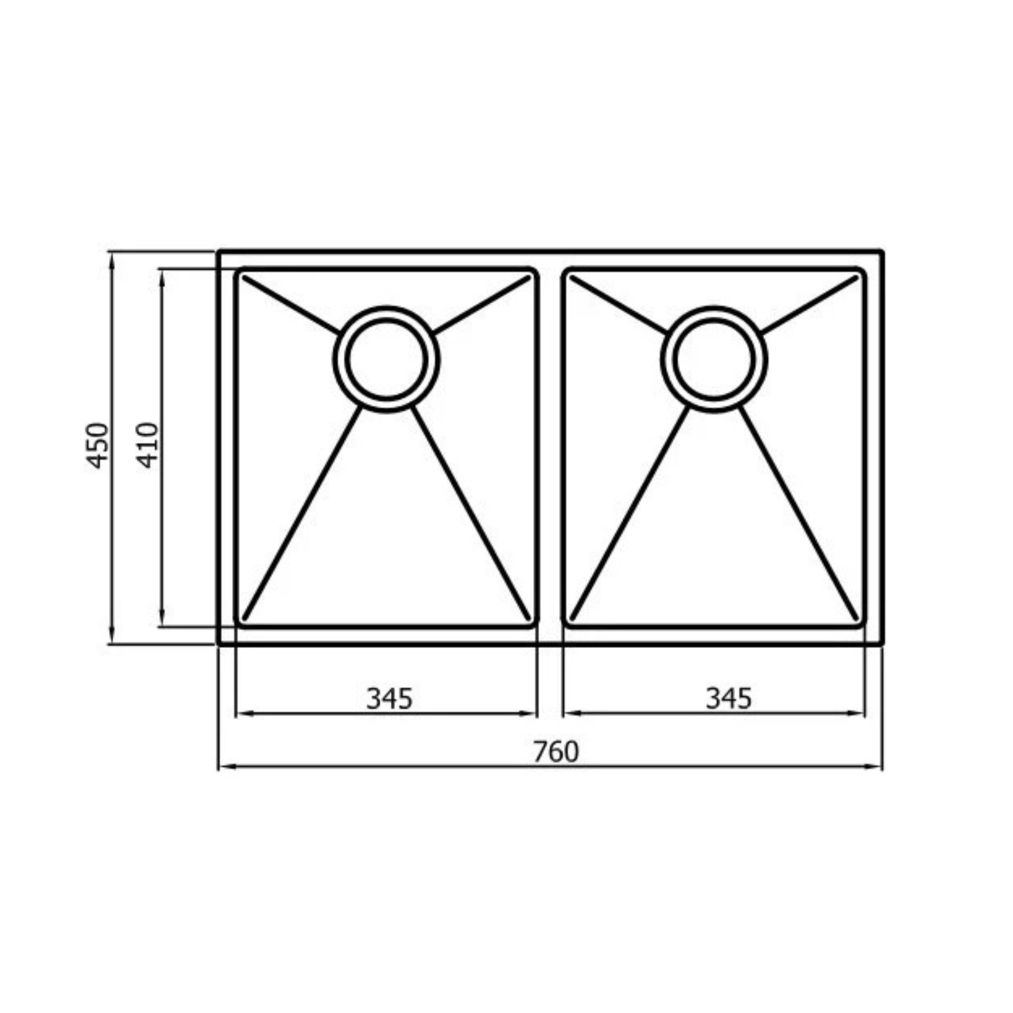 OTTI ARTE 76D DOUBLE BOWL KITCHEN AND LAUNDRY SINK SILVER 760MM