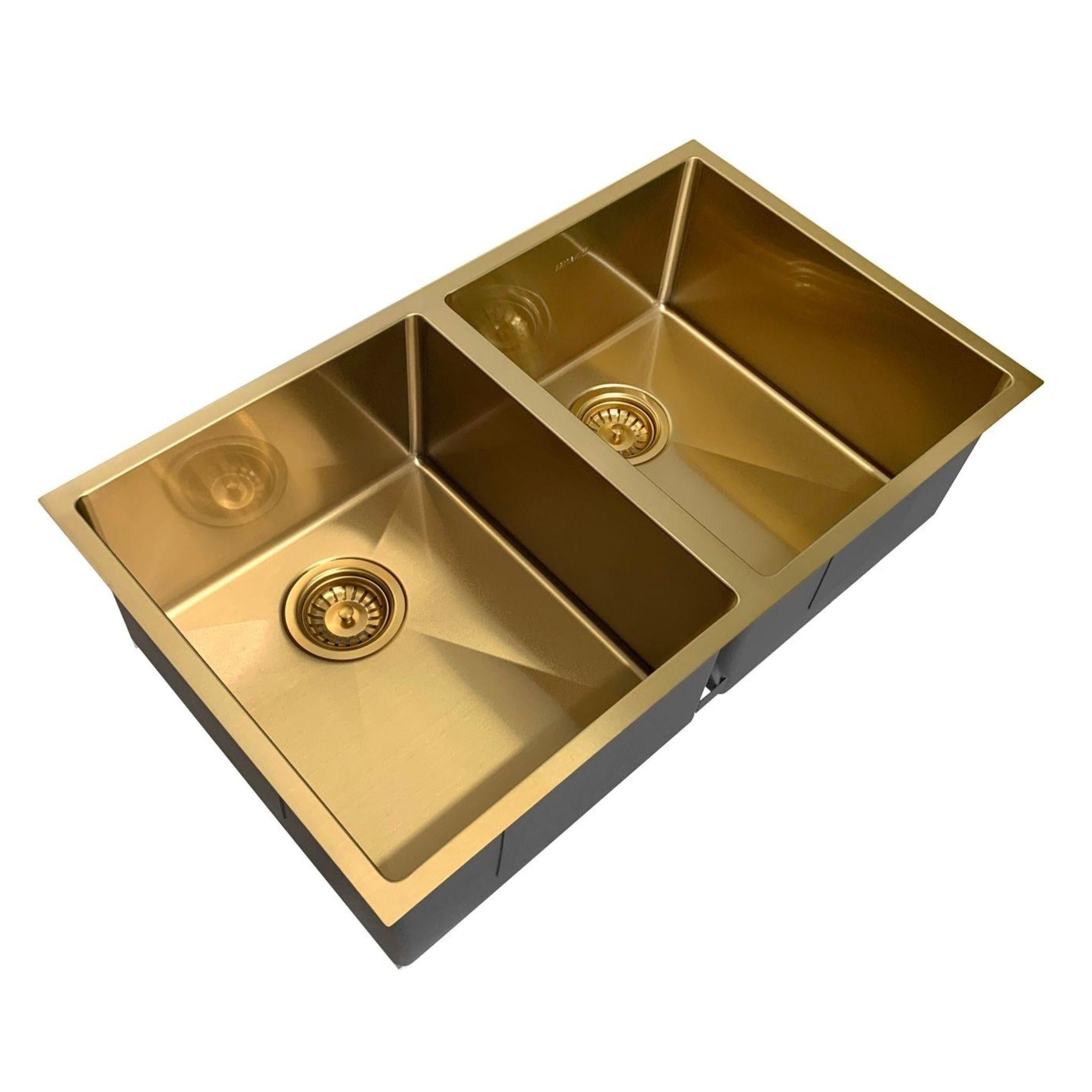 OTTI ARTE 76D DOUBLE BOWL KITCHEN AND LAUNDRY SINK ARGENT GOLD 760MM
