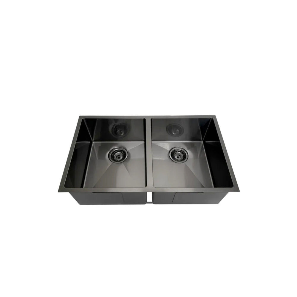 INSPIRE ARTE 76D DOUBLE BOWL KITCHEN AND LAUNDRY SINK GUN METAL 760MM
