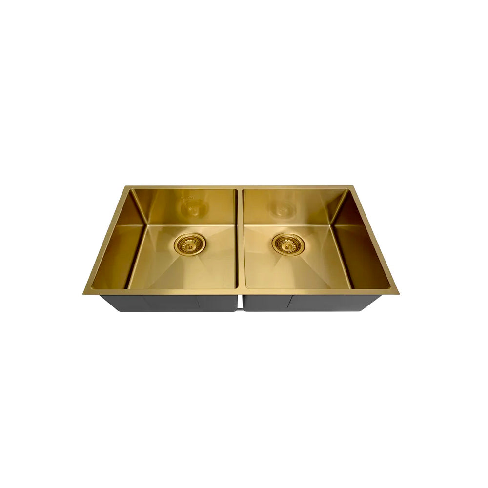 INSPIRE ARTE DOUBLE BOWL KITCHEN SINK BRUSHED GOLD 880MM