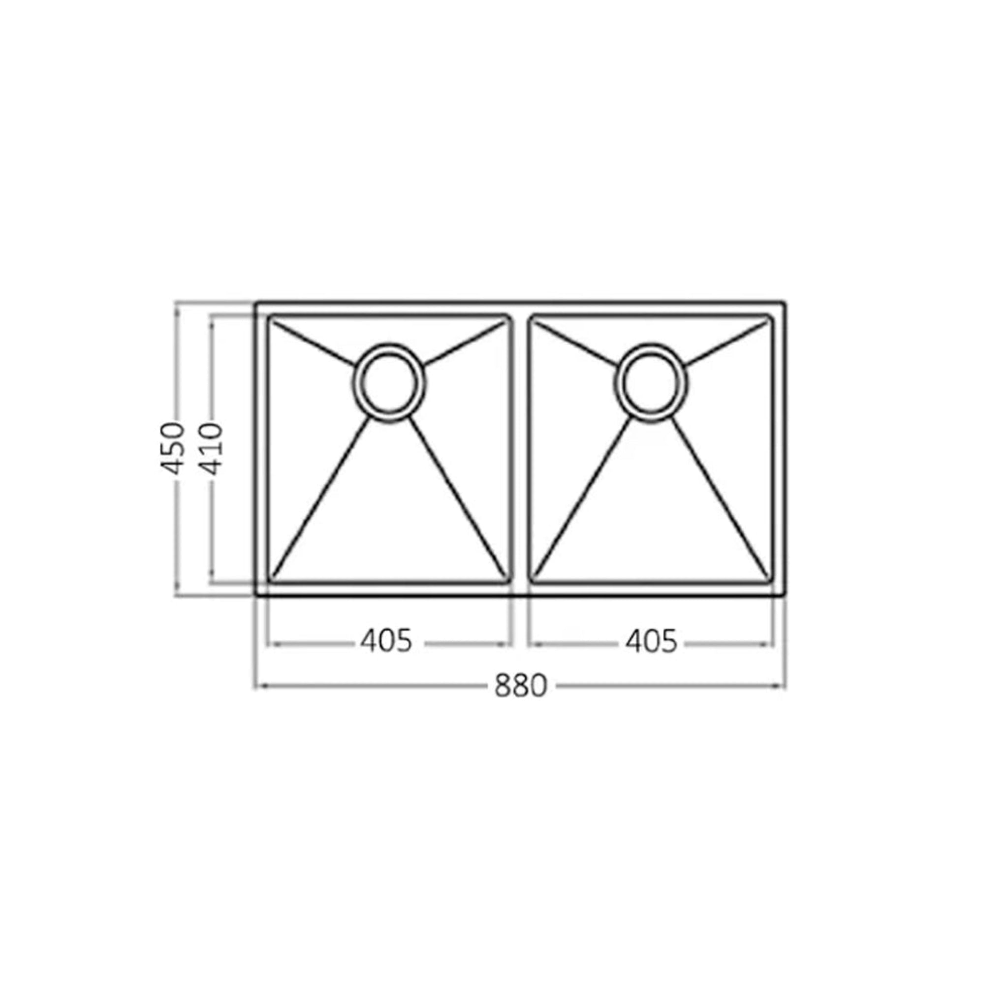 OTTI ARTE 88D DOUBLE BOWL KITCHEN SINK GUN METAL 880MM