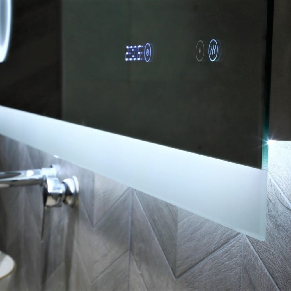 REMER MIRO RECTANGLE FRAMELESS LED MIRROR W/ DEMISTER & BLUETOOTH SPEAKERS 900X700MM