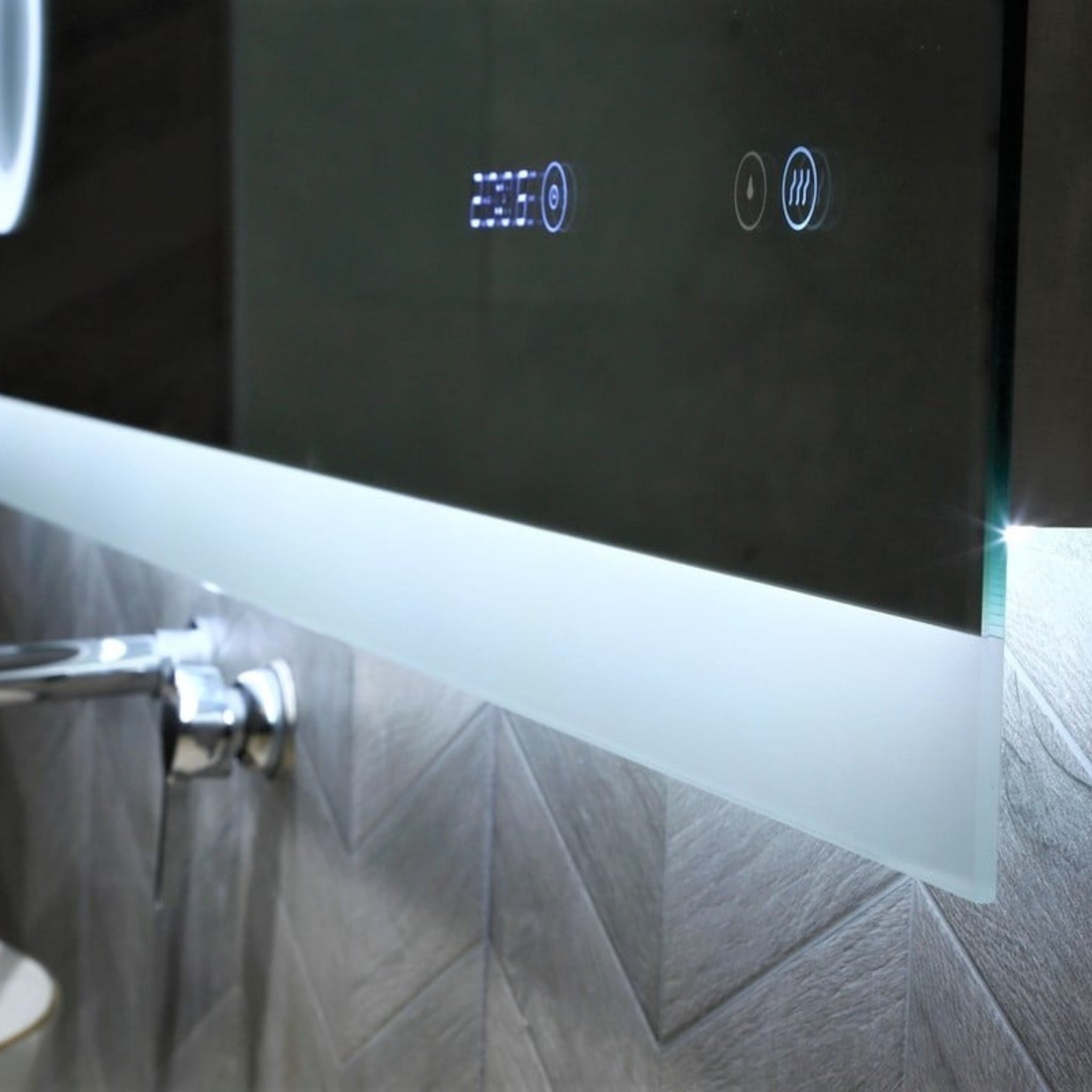 REMER MIRO RECTANGLE FRAMELESS LED MIRROR W/ DEMISTER, BLUETOOTH SPEAKERS & PORTABLE MAGNIFIER 750X900MM