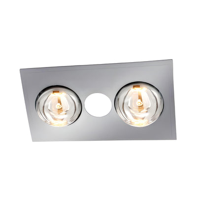 VENTAIR MYKA 2 SLIMLINE 3 IN1 WITH 2 HEAT LAMPS, LED DOWNLIGHT AND SIDE DUCTED EXHAUST SILVER