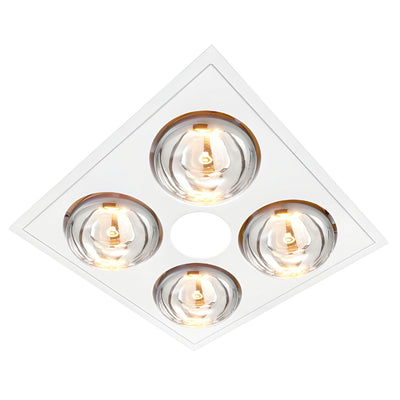 VENTAIR MYKA 4 SLIMLINE 3 IN 1 WITH 4 HEAT LAMPS, LED DOWNLIGHT AND SIDE DUCTED EXHAUST SILVER