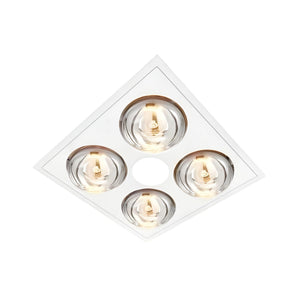 VENTAIR MYKA 4 SLIMLINE 3 IN 1 WITH 4 HEAT LAMPS, LED DOWNLIGHT AND SIDE DUCTED EXHAUST WHITE