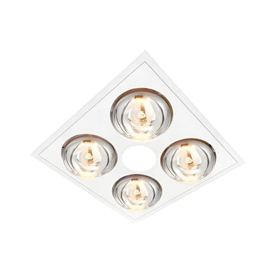 VENTAIR MYKA 4 SLIMLINE 3 IN 1 WITH 4 HEAT LAMPS, LED DOWNLIGHT AND SIDE DUCTED EXHAUST WHITE