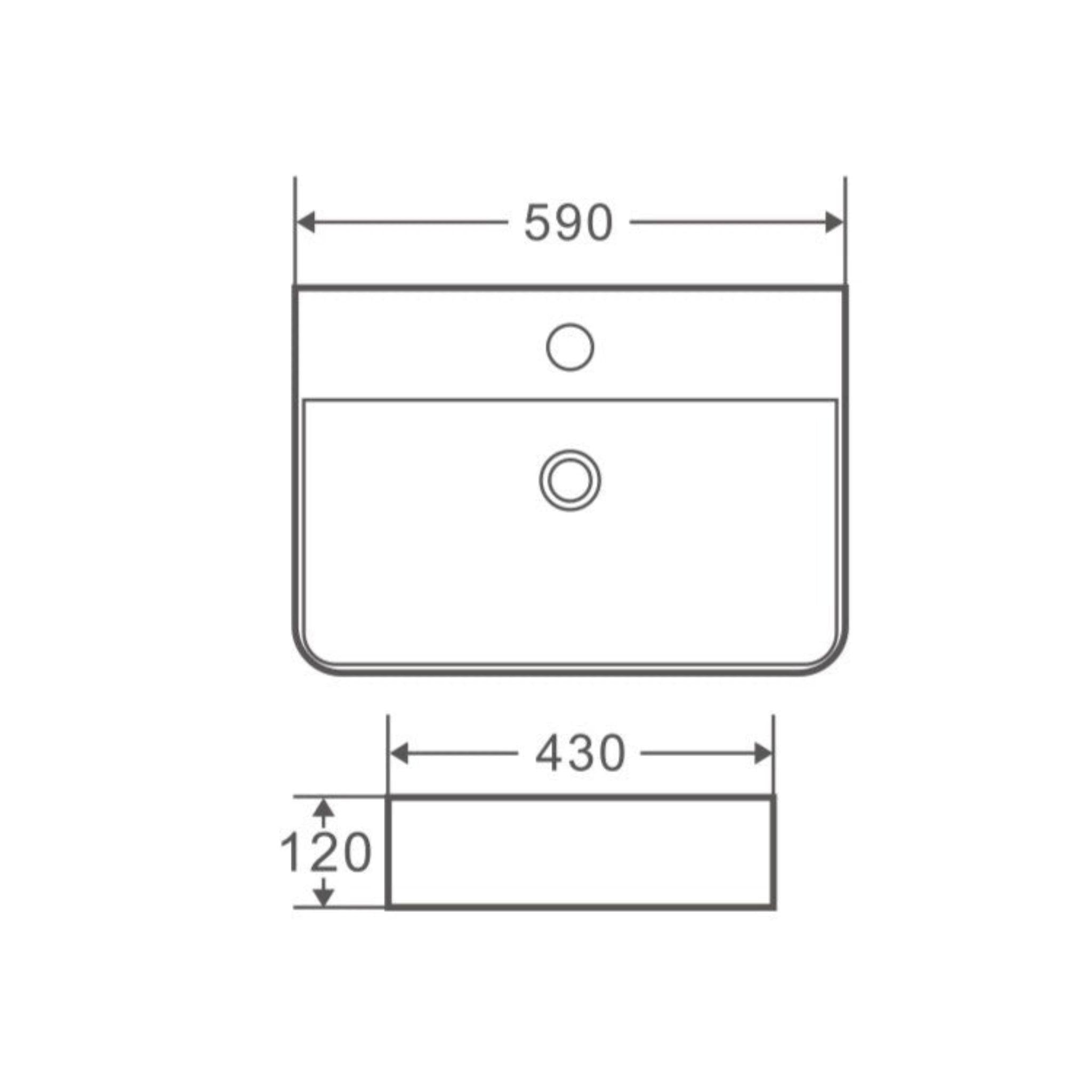 MERCIO MARSAY RECTANGULAR WALL HUNG BASIN MATTE WHITE 590MM
