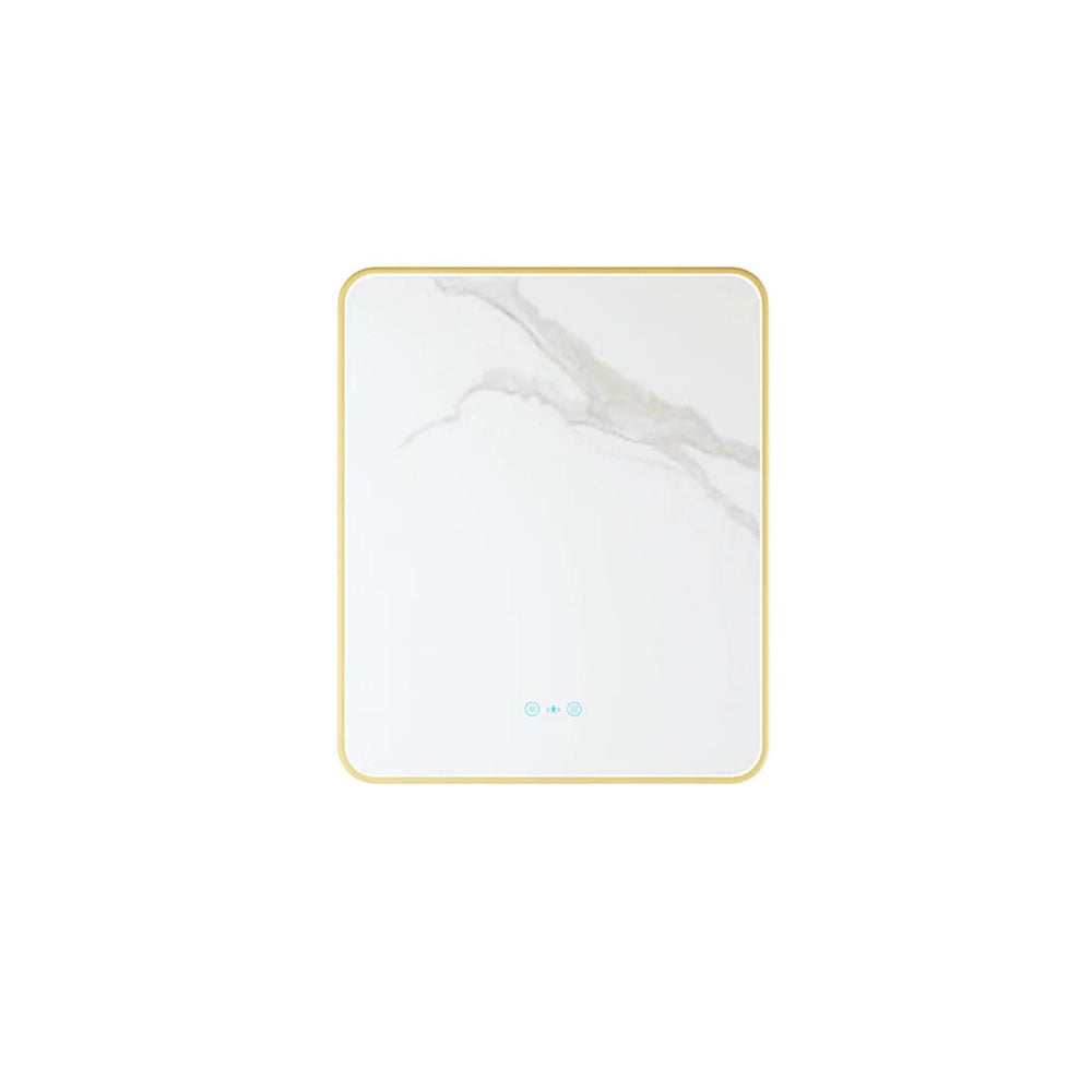 MERCIO MAIA FRAMED RECTANGULAR LED MIRROR BRUSHED GOLD 600X750MM