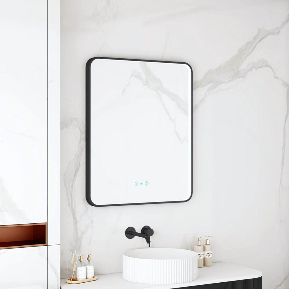 MERCIO MAIA FRAMED RECTANGULAR LED MIRROR MATTE BLACK 600X750MM