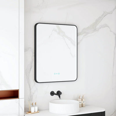 MERCIO MAIA FRAMED RECTANGULAR LED MIRROR MATTE BLACK 600X750MM