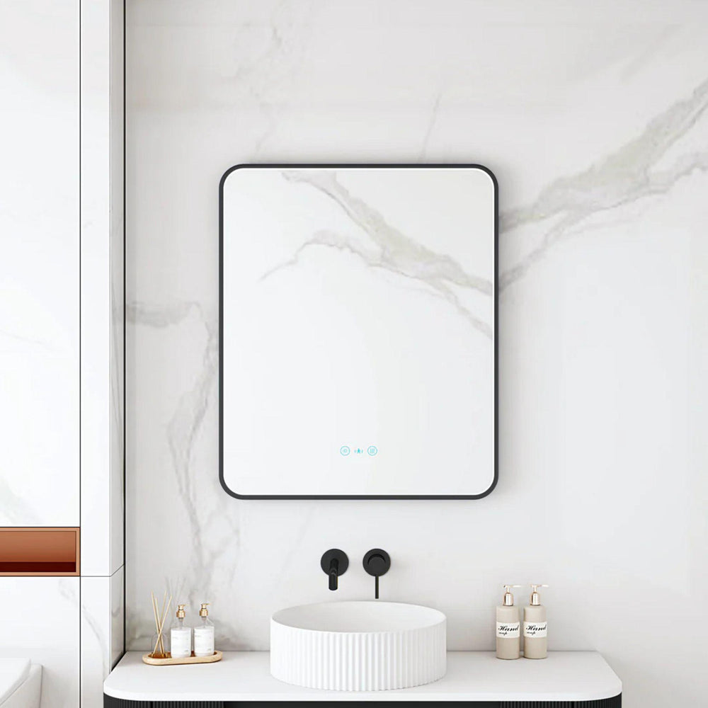 MERCIO MAIA FRAMED RECTANGULAR LED MIRROR MATTE BLACK 600X750MM