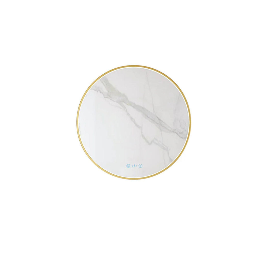 MERCIO MAIA FRAMED ROUND LED MIRROR BRUSHED GOLD 600X600MM
