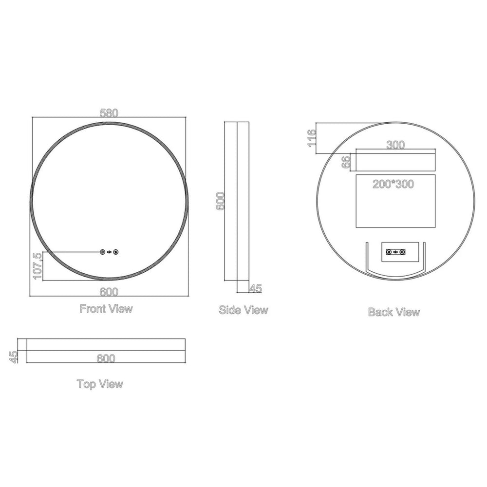 MERCIO MAIA FRAMED ROUND LED MIRROR BRUSHED GOLD 600X600MM