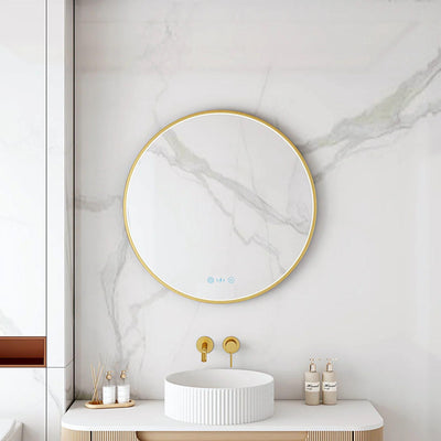 MERCIO MAIA FRAMED ROUND LED MIRROR BRUSHED GOLD 600X600MM