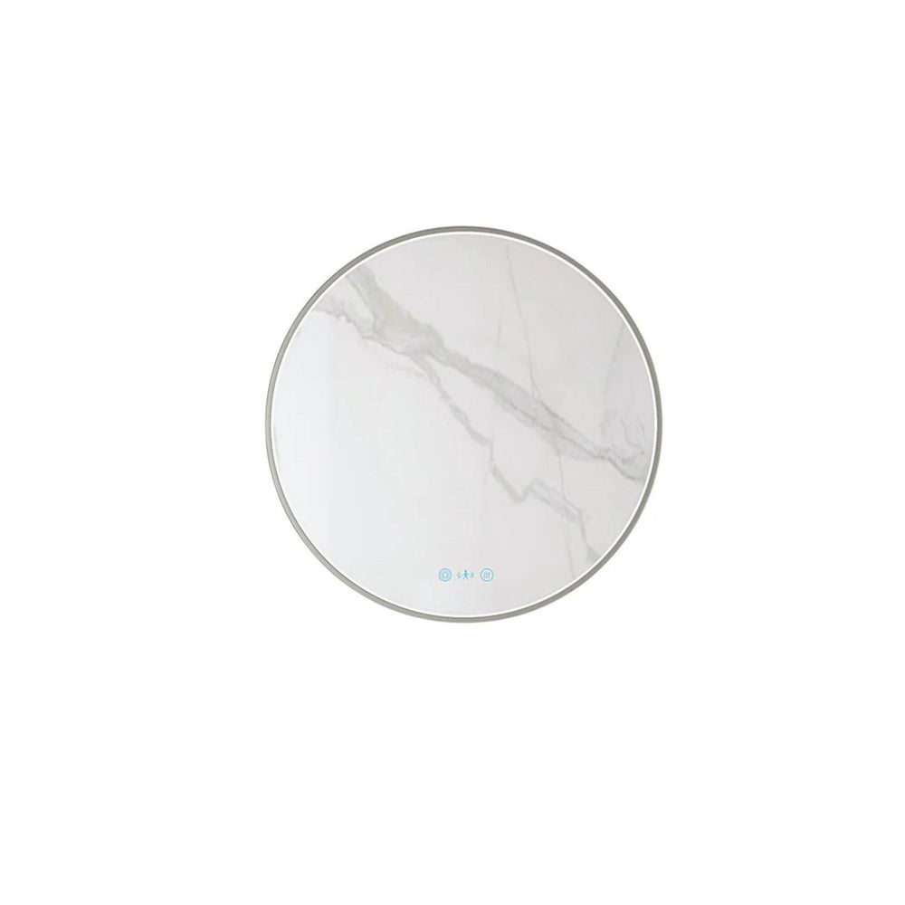MERCIO MAIA FRAMED ROUND LED MIRROR BRUSHED NICKEL 600X600MM