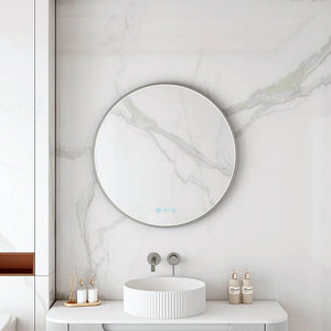MERCIO MAIA FRAMED ROUND LED MIRROR GUN METAL 600X600MM