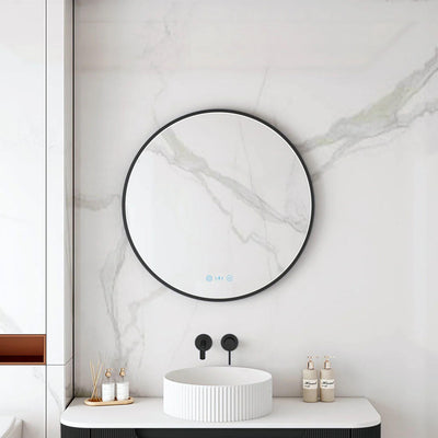 MERCIO MAIA FRAMED ROUND LED MIRROR MATTE BLACK 600X600MM
