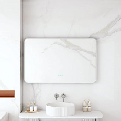MERCIO MAIA FRAMED RECTANGULAR LED MIRROR GUN METAL 1200X750MM