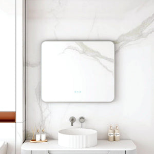 MERCIO MAIA FRAMED RECTANGULAR LED MIRROR GUN METAL 750X900MM