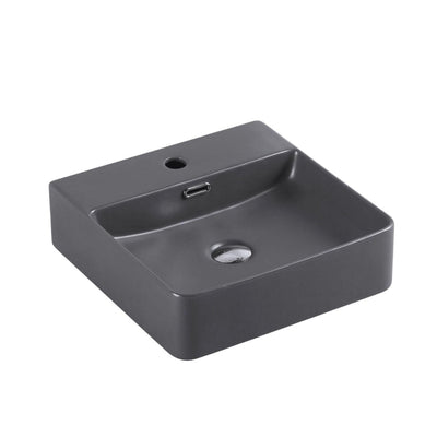 MERCIO MARSAY SQUARE WALL HUNG ART BASIN NERO GREY 420MM