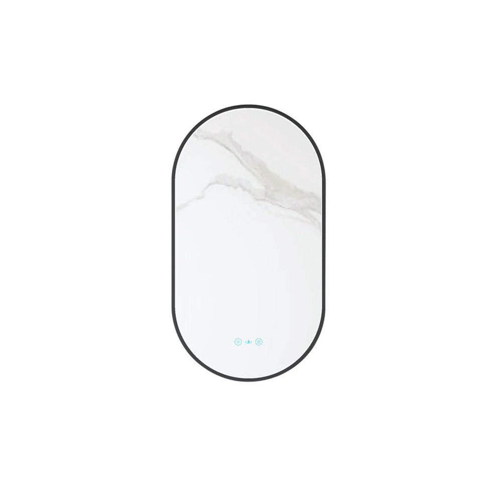 MERCIO MAIA FRAMED OVAL LED MIRROR MATTE BLACK 500X900MM
