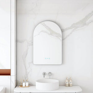 MERCIO MAIA FRAMED ARCH LED MIRROR BRUSHED NICKEL 600X900MM