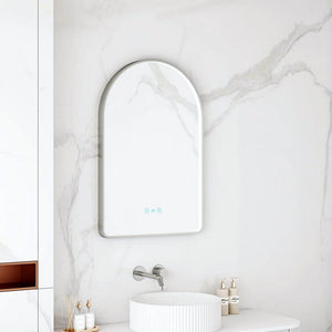 MERCIO MAIA FRAMED ARCH LED MIRROR GUN METAL 600X900MM
