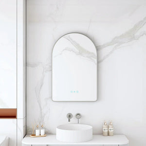 MERCIO MAIA FRAMED ARCH LED MIRROR GUN METAL 600X900MM