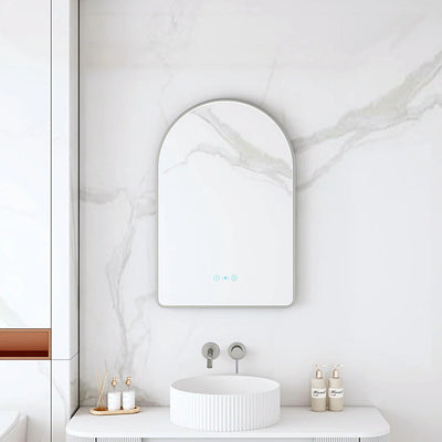 MERCIO MAIA FRAMED ARCH LED MIRROR GUN METAL 600X900MM