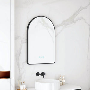 MERCIO MAIA FRAMED ARCH LED MIRROR MATTE BLACK 600X900MM