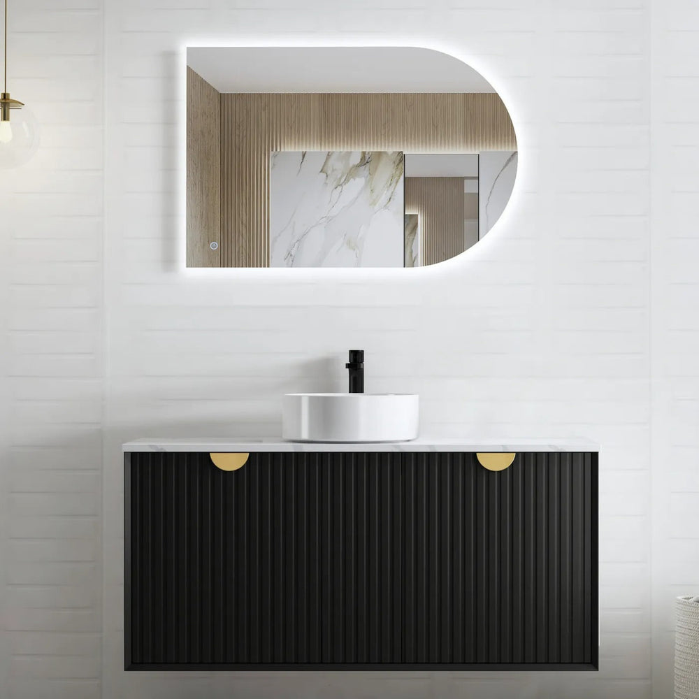 OTTI MARLO MATTE BLACK 1200MM SINGLE BOWL WALL HUNG VANITY