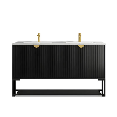 OTTI MARLO MATTE BLACK 1500MM DOUBLE BOWL FLOOR STANDING VANITY