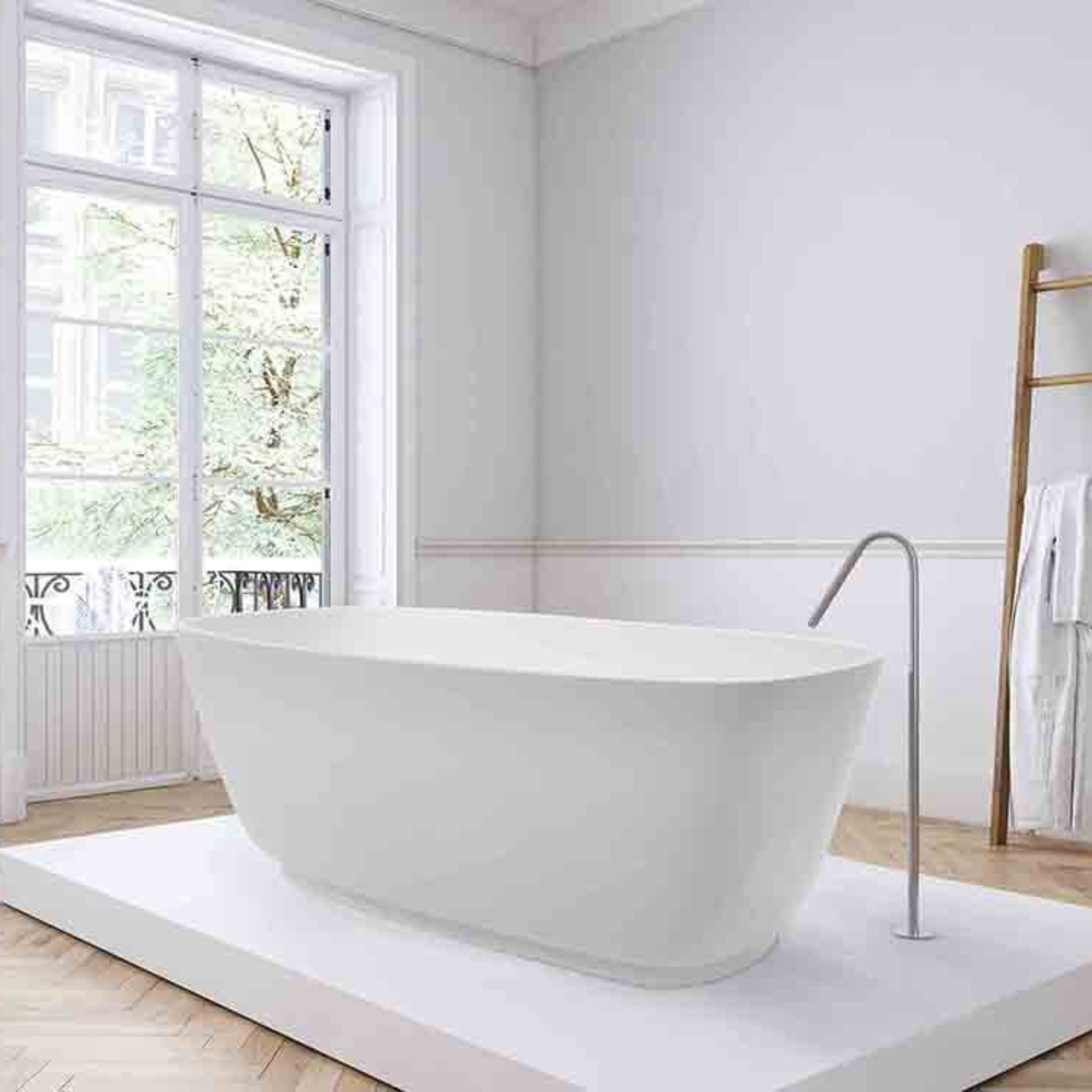 TURNER HASTINGS MALDN TITANCAST SOLID SURFACE FREESTANDING BATHTUB GLOSS WHITE 1500MM