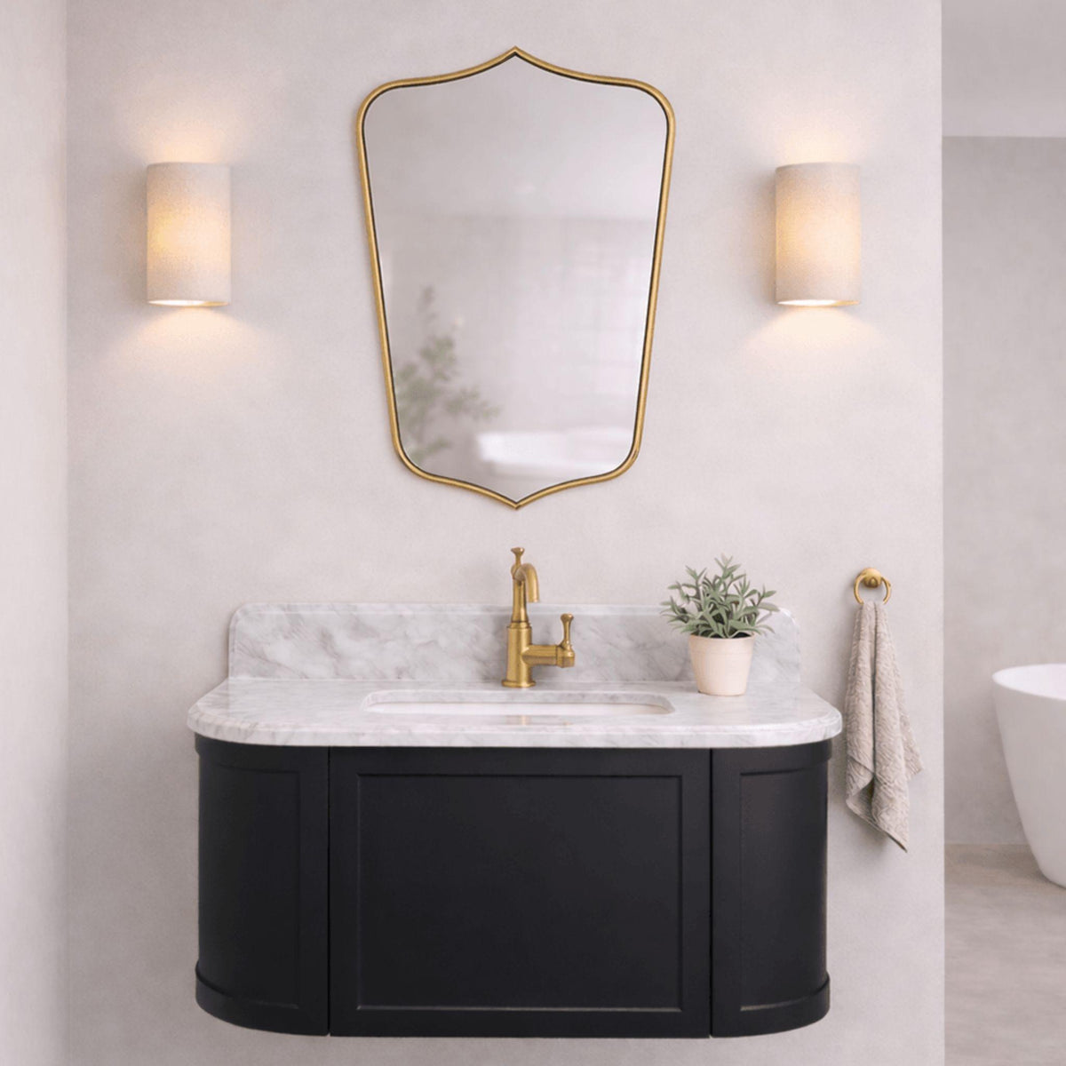 TURNER HASTINGS MAYER SHIELD FRAMED MIRROR BRUSHED BRASS 600X800MM