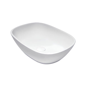 TURNER HASTINGS MALDON TITANCAST SOLID SURFACE HANDCRAFTED ABOVE COUNTER BASIN SATIN SILK WHITE 490MM