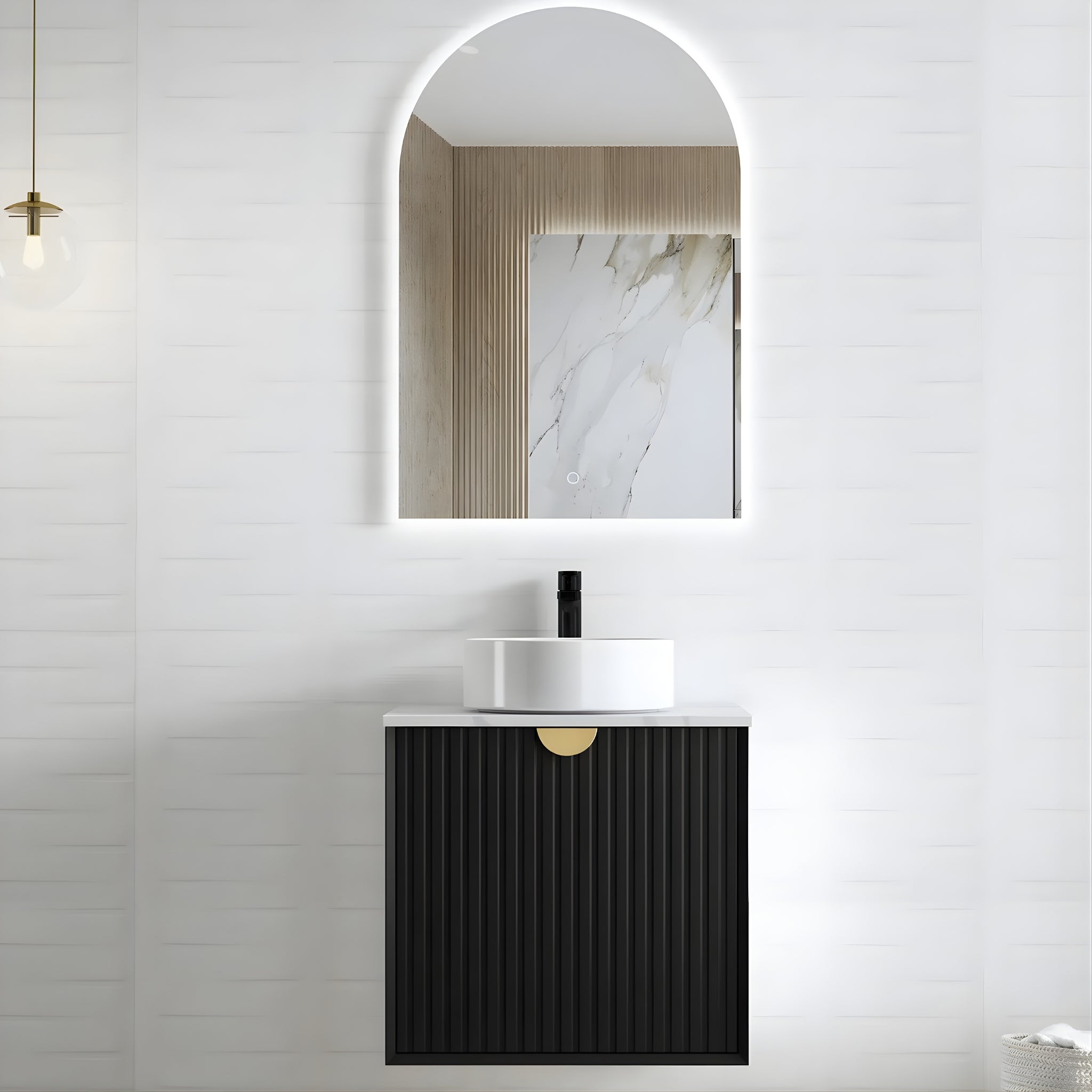 OTTI MARLO MATTE BLACK 600MM SINGLE BOWL WALL HUNG VANITY