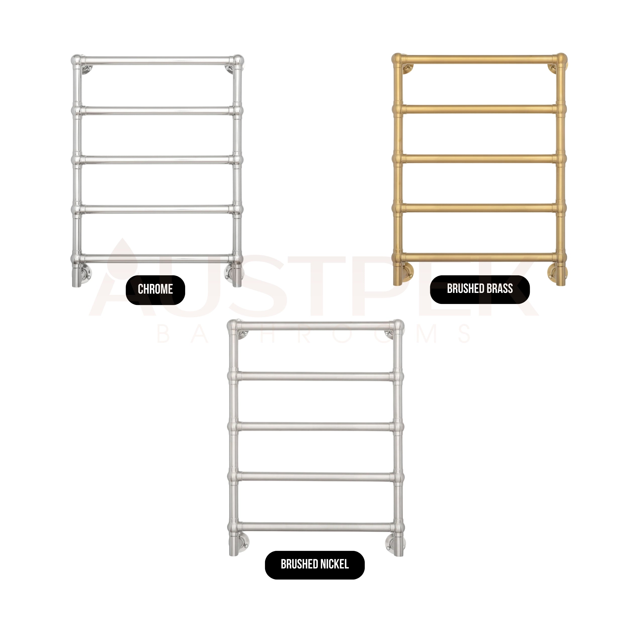 TURNER HASTINGS MAYER LIQUID-FILLED HEATED TOWEL RAIL BRUSHED BRASS 600MM