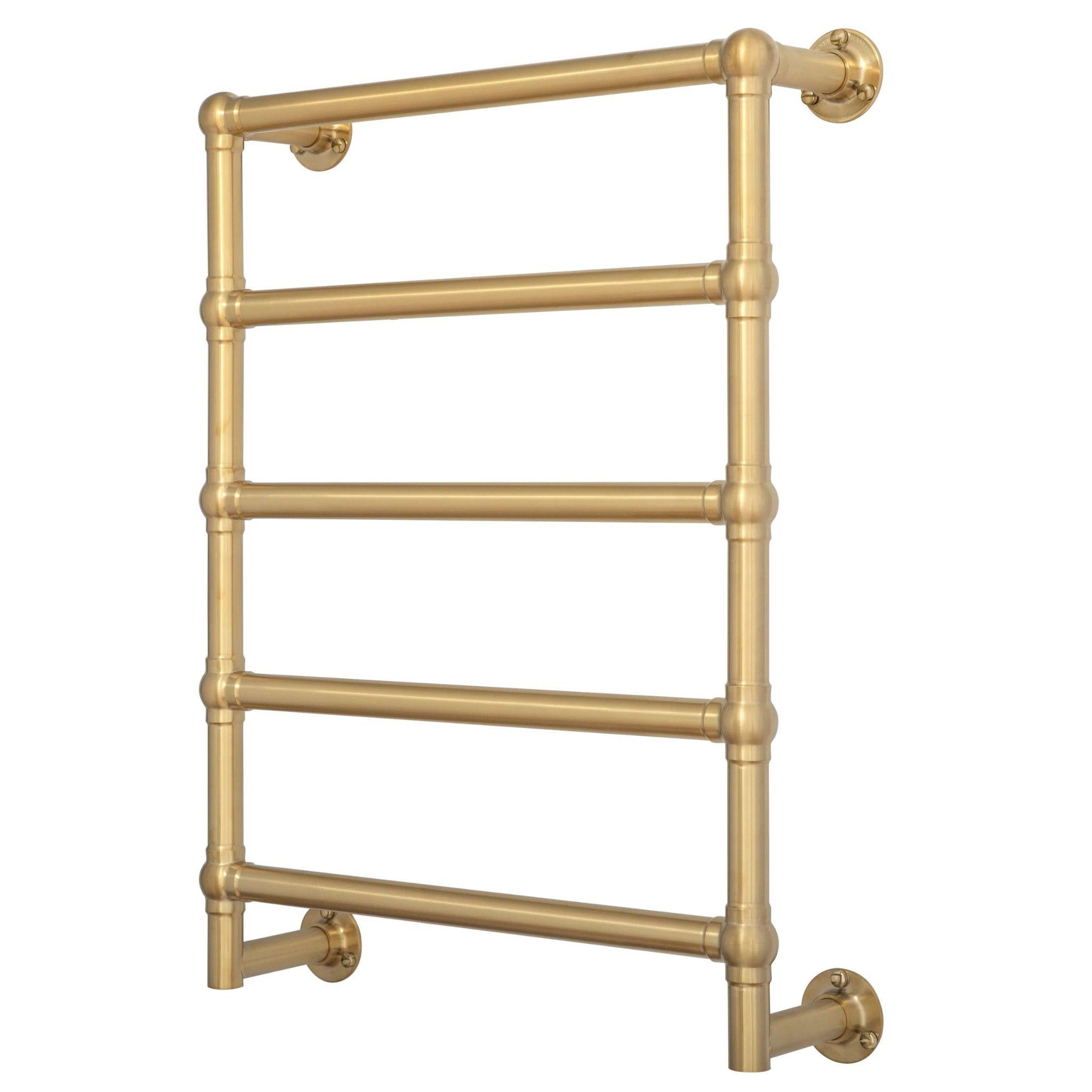 TURNER HASTINGS MAYER LIQUID-FILLED HEATED TOWEL RAIL BRUSHED BRASS 600MM