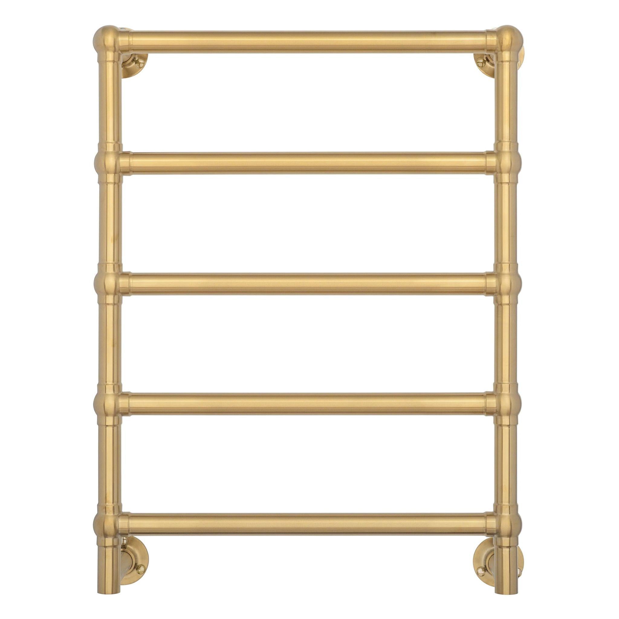 TURNER HASTINGS MAYER LIQUID-FILLED HEATED TOWEL RAIL BRUSHED BRASS 600MM