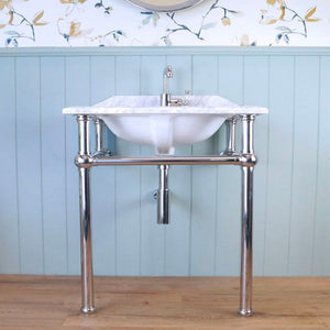 TURNER HASTINGS MAYER BASIN STAND WITH REAL CARRARA MARBLE TOP CHROME 750MM