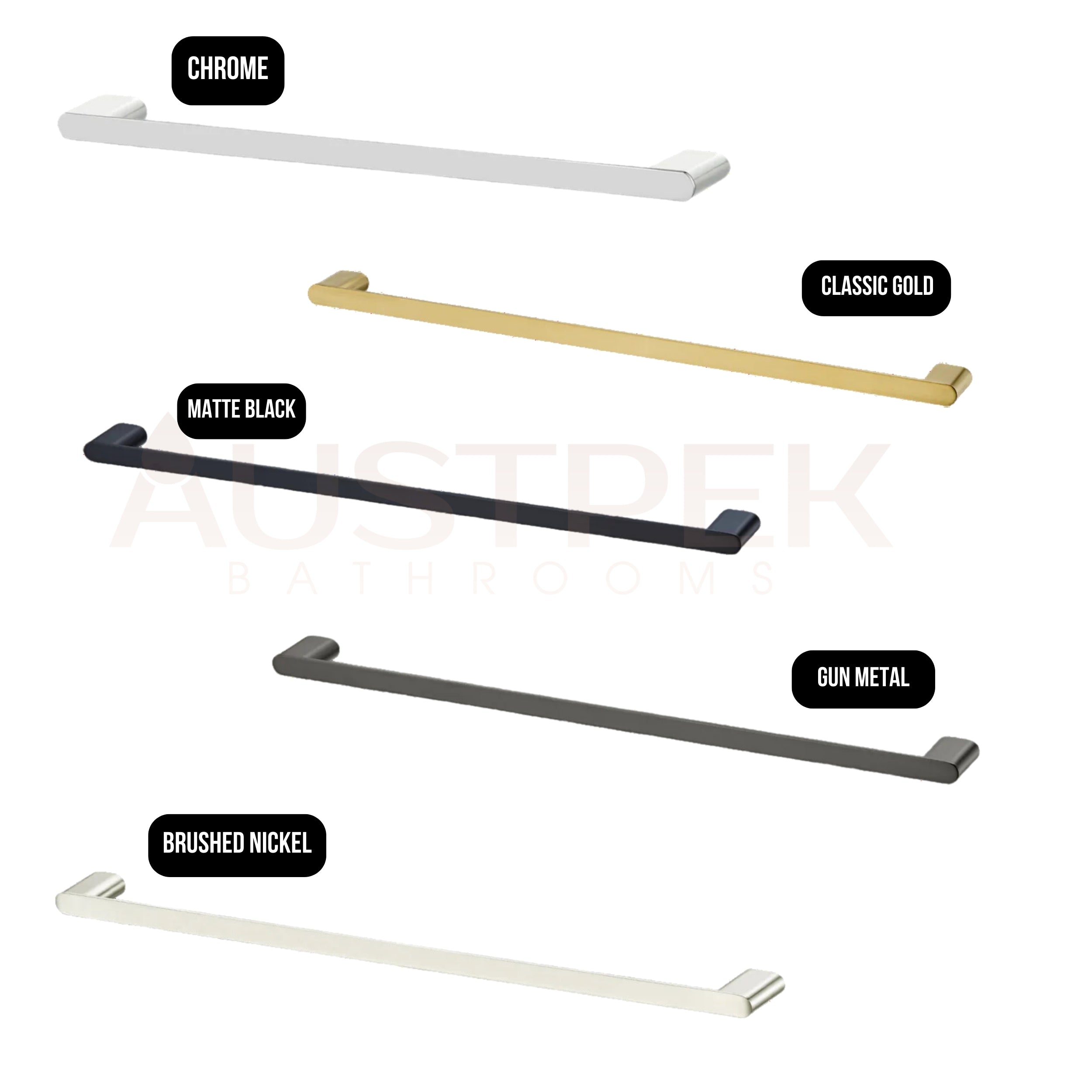 OLIVERI MADRID SINGLE NON HEATED TOWEL RAIL CLASSIC GOLD (AVAILABLE IN 650MM AND 800MM)