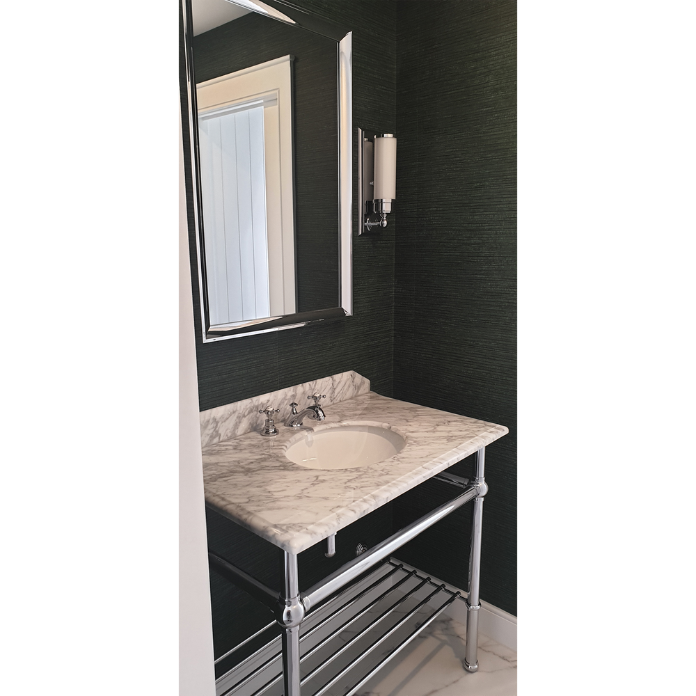 TURNER HASTINGS MAYER BASIN STAND WITH REAL CARRARA MARBLE TOP CHROME 900MM