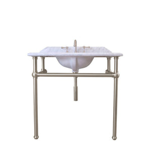 TURNER HASTINGS MAYER BASIN STAND WITH REAL CARRARA MARBLE TOP BRUSHED NICKEL 900MM