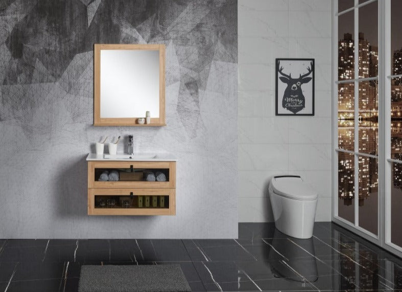 BEL BAGNO MANHATTAN WHITE OAK II 600MM SINGLE BOWL WALL HUNG VANITY AND BASIN